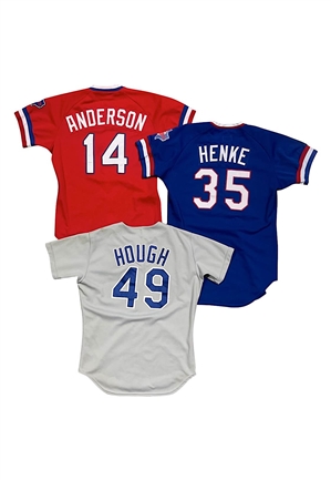 1980s Texas Rangers Game-Used Jersey Lot Including - Anderson, Henke & Hough (3)(Kitt Young)