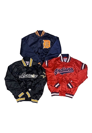1990s Player-Worn Baseball Warmup Jacket Lot Including - Tigers, Astros, & Indians with Whitaker, Bogar & Wilson (3)