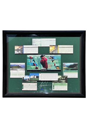 Tiger Woods Framed & Autographed Majors Scorecards Display (UDA • 34/100)