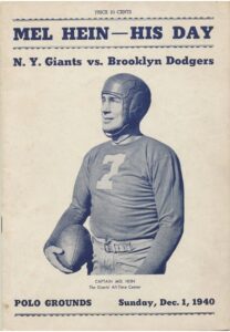 1/1/1940 New York Giants vs. Brooklyn Dodgers “Mel Hein Day” Official Game Program