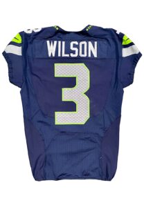 1/11/2014 Russell Wilson Seattle Seahawks Playoffs Game-Used Home Jersey