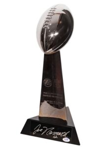 1/12/1969 Super Bowl III Vince Lombardi Replica Trophy Signed by Joe Namath