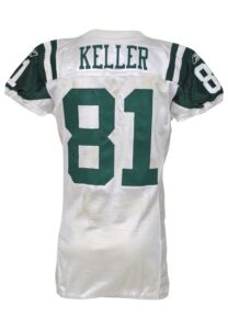 1/17/2010 Dustin Keller New York Jets Playoff Game-Used Road Jersey