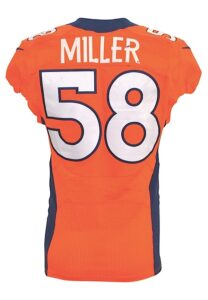 1/17/2016 Von Miller Denver Broncos NFL Playoffs Game-Used Orange Crush Home Jersey