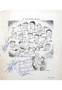 1/20/1958 Inaugural Baseball Writers Dinner in St. Louis Program/Ticket with Autographed Piece