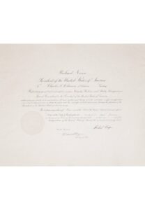 1/21/1969 Richard Nixon Signed Presidential Certificate to Bud Wilkinson