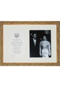 1/29/1961  Framed Inauguration Invitation and Photo & 5/29/64 John F. Kennedy Framed First Day of Issue Original Stamp