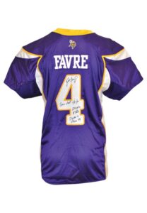 1/3/2010 Brett Favre Minnesota Vikings Game-Used & Autographed Home Jersey