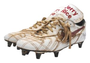 1/4/1997 Jerry Rice SF 49ers Playoff Game-Used & Autographed Cleats