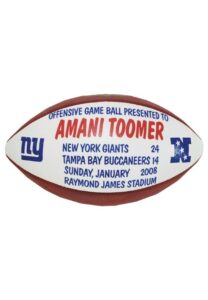 1/6/2008 Amani Toomer New York Giants Offensive Trophy Ball