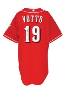 10/11/2012 Joey Votto Cincinnati Reds NLDS Playoffs Game-Used & Autographed Road Jersey & Pants