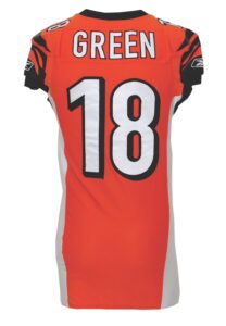 10/16/2011 A.J. Green Rookie Cincinnati Bengals Game-Used & Autographed Home Jersey