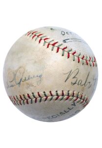 10/18/1930 Babe Ruth & Lou Gehrig Autographed Baseball