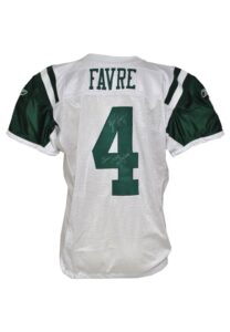 10/19/2008 Brett Favre New York Jets Game-Used & Autographed Road Jersey