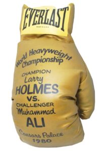 10/2/1980 Larry Holmes vs. Muhammad Ali Press Conference Oversized Hand-Painted Boxing Glove