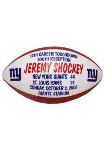 10/2/2005 Jeremy Shockey “12th Career TD & 200th Reception” New York Giants Game Ball