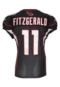 10/2/2011 Larry Fitzgerald Arizona Cardinals Game-Used Black Alternate Jersey