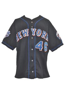 10/21/2000 Dave Racaniello & Rich Rodriguez New York Mets World Series Bench-Worn Black Alternate Jerseys