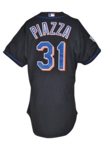 10/21/2000 Mike Piazza New York Mets World Series Game-Used Black Alternate Jersey