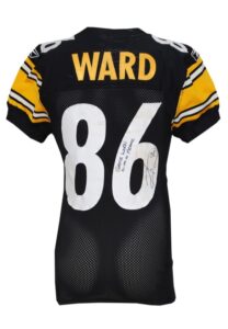 10/24/2010 Hines Ward Pittsburgh Steelers Game-Used & Autographed Black Road Jersey with Signed Poster