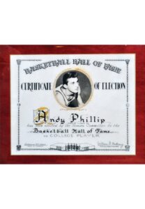 10/27/1961 Andy Phillip Basketball Hall of Fame Induction Plaque