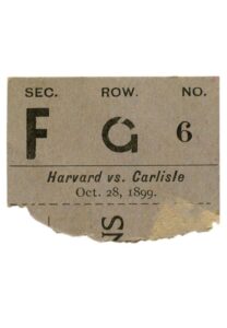 10/28/1899 Harvard Crimson vs. Carlisle Indians Football Game Ticket Stub