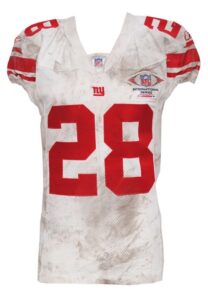 10/28/2007 Gibril Wilson New York Giants Game-Used Road Jersey