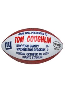 10/30/2005 Tom Coughlin New York Giants Game Ball