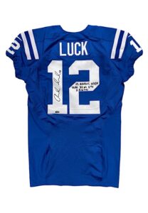 10/5/2014 Andrew Luck Indianapolis Colts Game-Used & Autographed Jersey