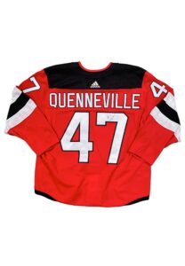 10/6/2018 John Quenneville NJ Devils Global Series Game-Used & Autographed Jersey