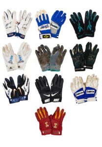 10 Pairs of MLB Game-Used/Issued Batting Gloves Featuring Griffey Jr., Yount, Cano, Albies & Others