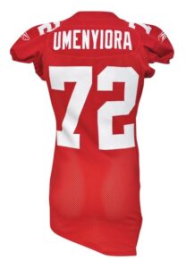 11/11/2007 Osi Umenyiora New York Giants Game-Used Red Alternate Jersey