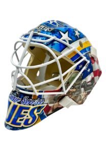 11/11/2014 Brian Elliott St. Louis Blues Game-Worn Veterans Day Goalie Mask