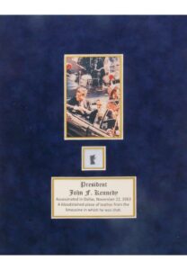 11/22/1963 Blood-Stained Piece of Leather From Kennedy’s Presidential Limousine