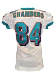 11/25/2001 Chris Chambers Rookie Miami Dolphins Game-Used & Autographed Road Jersey