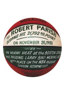 11/26/1993 Robert Parish Boston Celtics Career Point 21,792 Game-Used Basketball