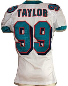 11/29/2002 Jason Taylor Miami Dolphins Game-Used & Autographed Road Jersey