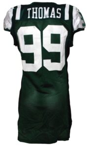 11/29/2009 Bryan Thomas New York Jets Game-Used Home Jersey