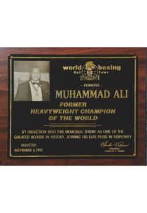 11/6/1986 Muhammad Ali World Boxing Hall of Fame Plaque