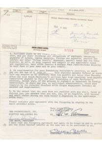 12/10/1975 Mickey Mantle Thrice-Signed Contract to Appear on Dean Martin’s Celebrity Roast