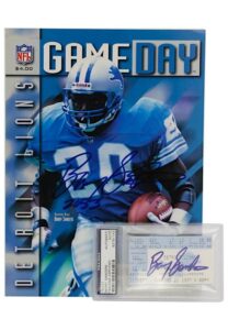 12/21/1997 Barry Sanders Detroit Lions Autographed Game Program & Ticket