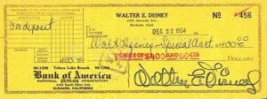 12/22/1954 Walt Disney Signed Check