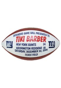 12/30/2006 Tiki Barber New York Giants Game-Used Trophy Ball