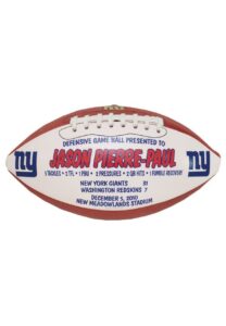 12/5/2010 Jason Pierre-Paul New York Giants Game-Used Trophy Ball