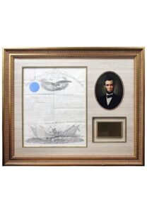 1861 President Abraham Lincoln Autographed Framed Civil War Related Documented