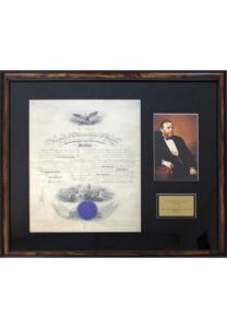 1873 Ulysses S. Grant Autographed Presidential Naval Commission Framed Document