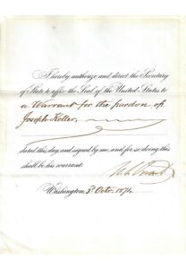 1874 President Ulysses S. Grant Autographed Pardon