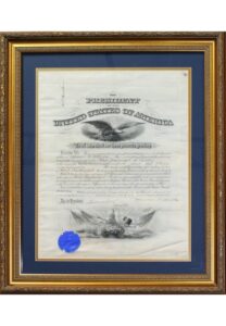 1901 Theodore Roosevelt & Elihu Root Dual-Signed Framed Presidential Document Display