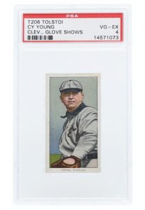 1909-11 T206 Cy Young Cleveland, Glove Shows Tolstoi Back