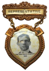 1910 Christy Mathewson Highlanders vs. Giants NYC Inter-League “Manhattan Championship” Pinback ID Badge